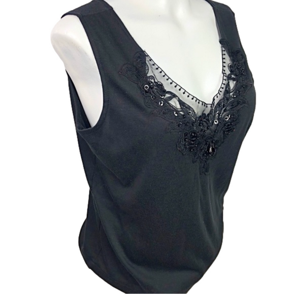 Beautiful Black Fancy Tank Top - Picture 2 of 6